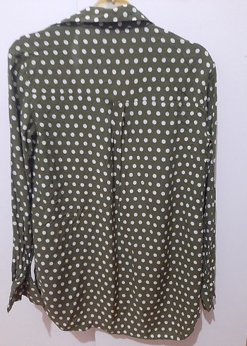 Puantiye Desenli Düğmeli Kadın Gömlek - Görsel 2