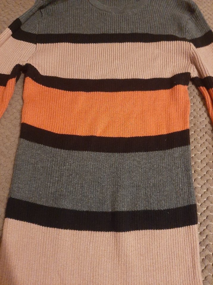 Çizgili Uzun Triko Elbise - Görsel 2