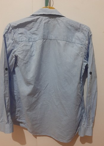 Mavi Gri Erkek  çocuk Keten Gömlek - Görsel 3