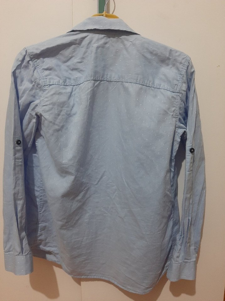 Mavi Gri Erkek  çocuk Keten Gömlek - Görsel 3