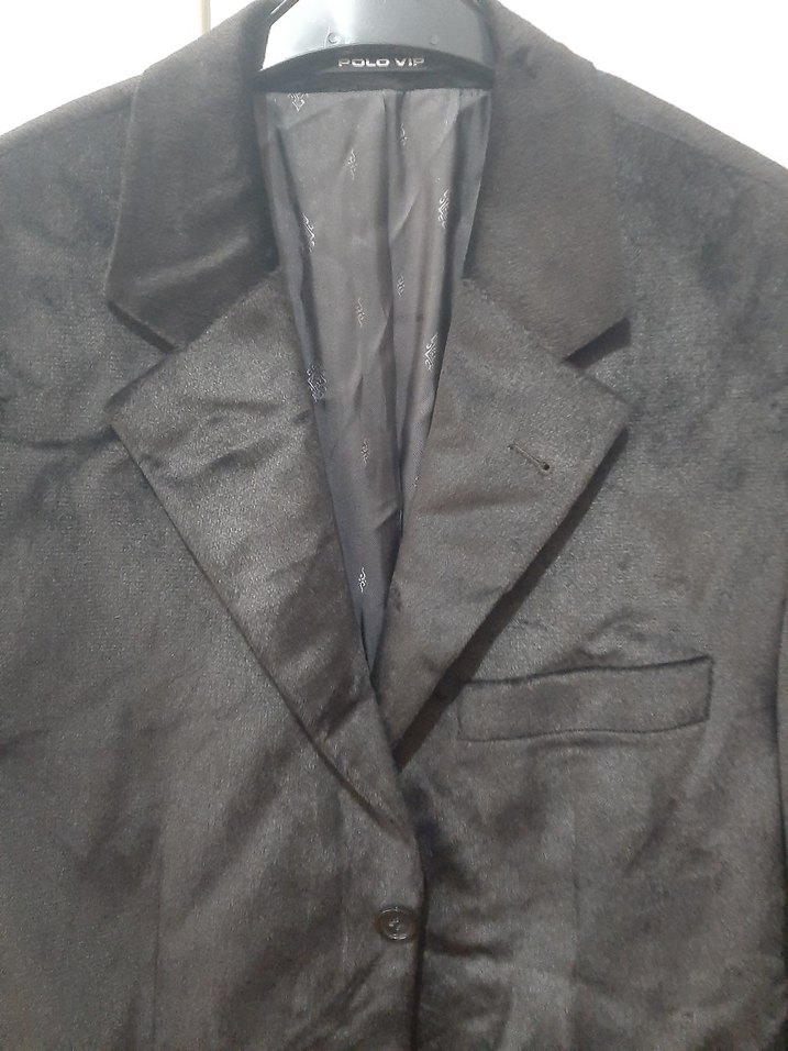 Erkek Siyah Düğmeli Kruvaze Ceket kadife - Görsel 2