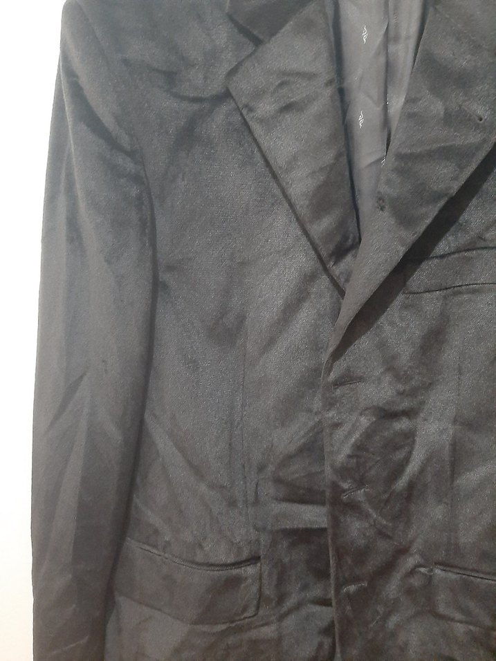 Erkek Siyah Düğmeli Kruvaze Ceket kadife - Görsel 3