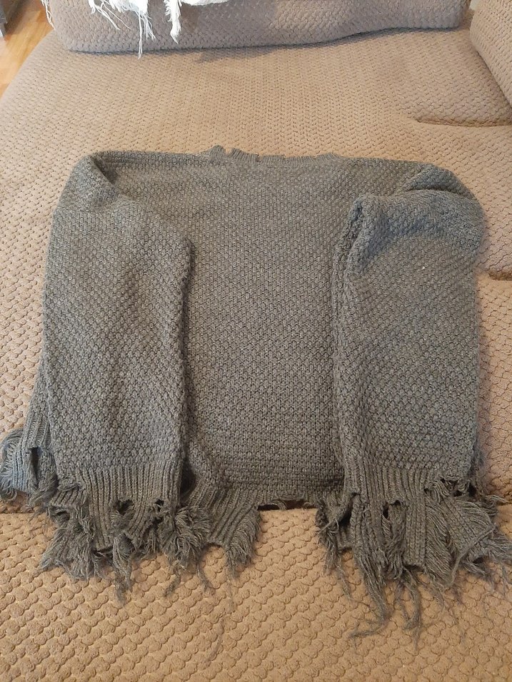 Gri Nakışlı Bohem Kadın Triko Kazak - Görsel 3