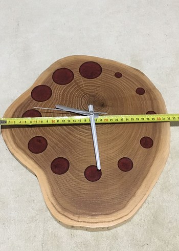 Renkli Noktalı Ahşap Duvar Saati