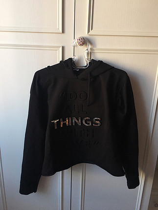 H&M Kapüşonlu yazılı sweatshirt