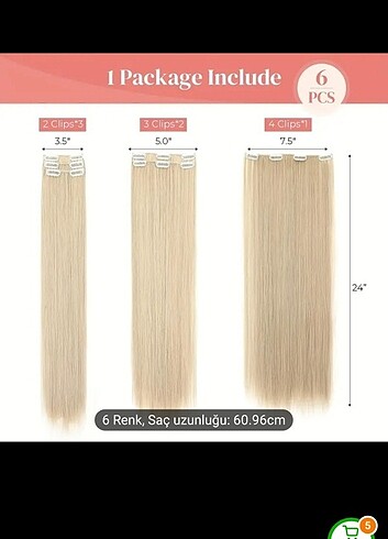 Platin sarı postiş set fiber sentetik - Görsel 3