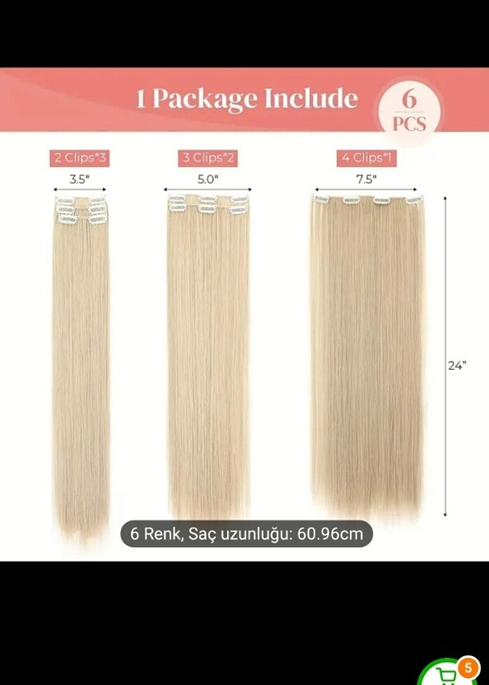 Platin sarı postiş set fiber sentetik - Görsel 3