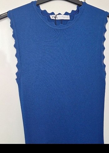 Lacivert Piliseli Uzun Kollsuz Elbise - Görsel 3