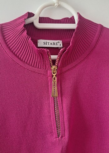 SİTARE Fermuarlı Yüksek Yakalı Kadın Kazak - Görsel 2