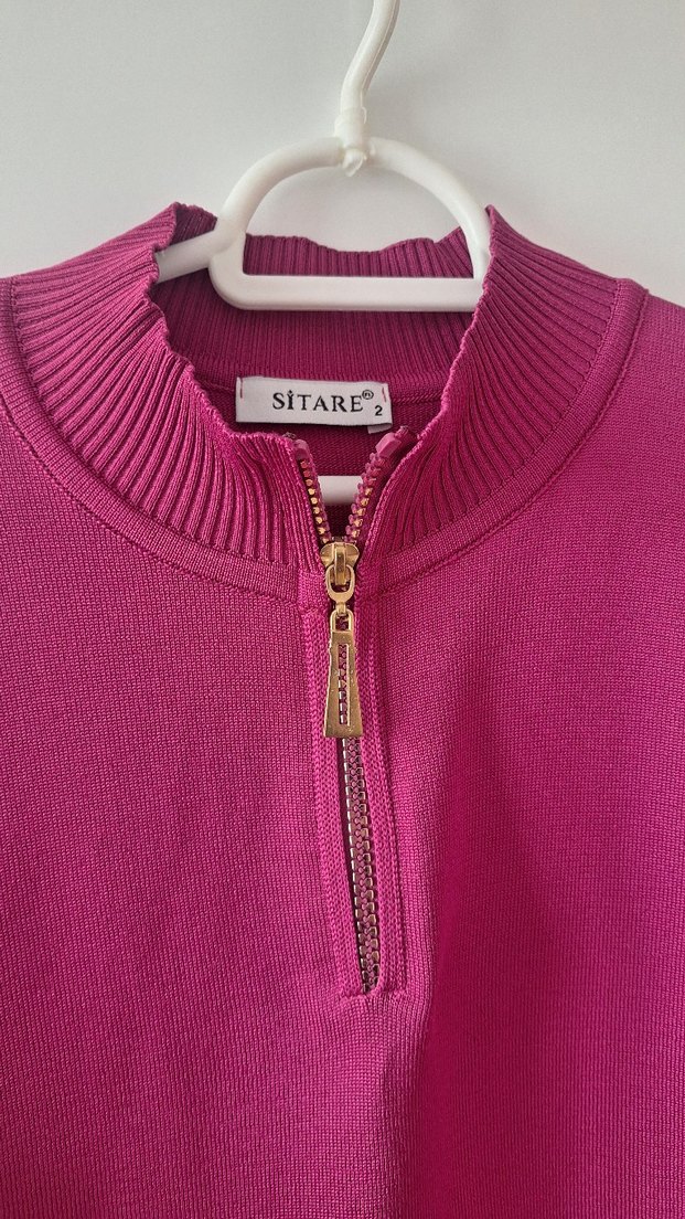 SİTARE Fermuarlı Yüksek Yakalı Kadın Kazak - Görsel 2