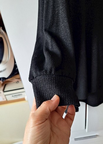 Siyah Yüksek Yakalı Uzun Kollu Salaş Kazak - Görsel 3