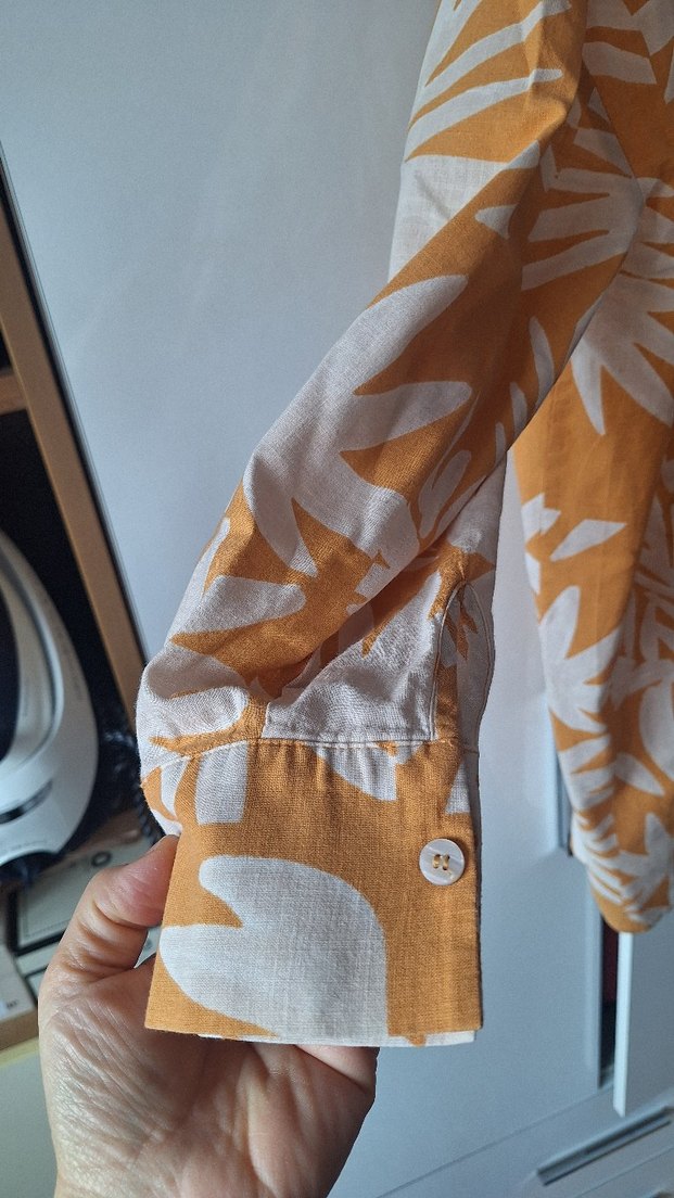 Sarı Desenli Bohem Kadın Keten Gömlek - Görsel 3