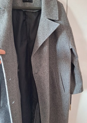 Gri Çift Düğmeli  Kaban - Görsel 4