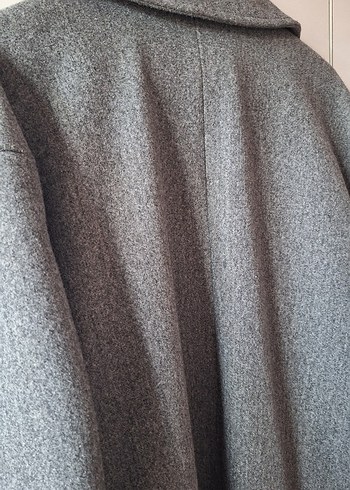 Gri Çift Düğmeli  Kaban - Görsel 6