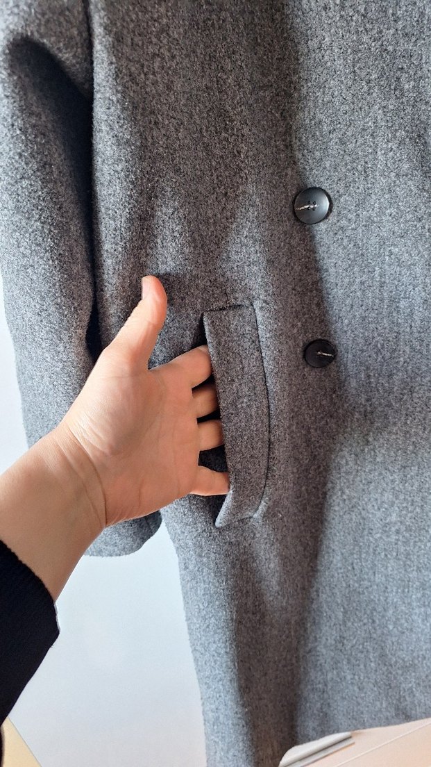 Gri Çift Düğmeli  Kaban - Görsel 3