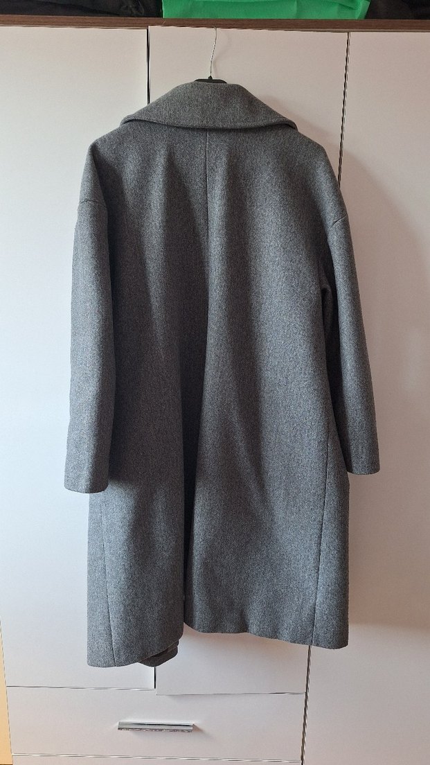 Gri Çift Düğmeli  Kaban - Görsel 5