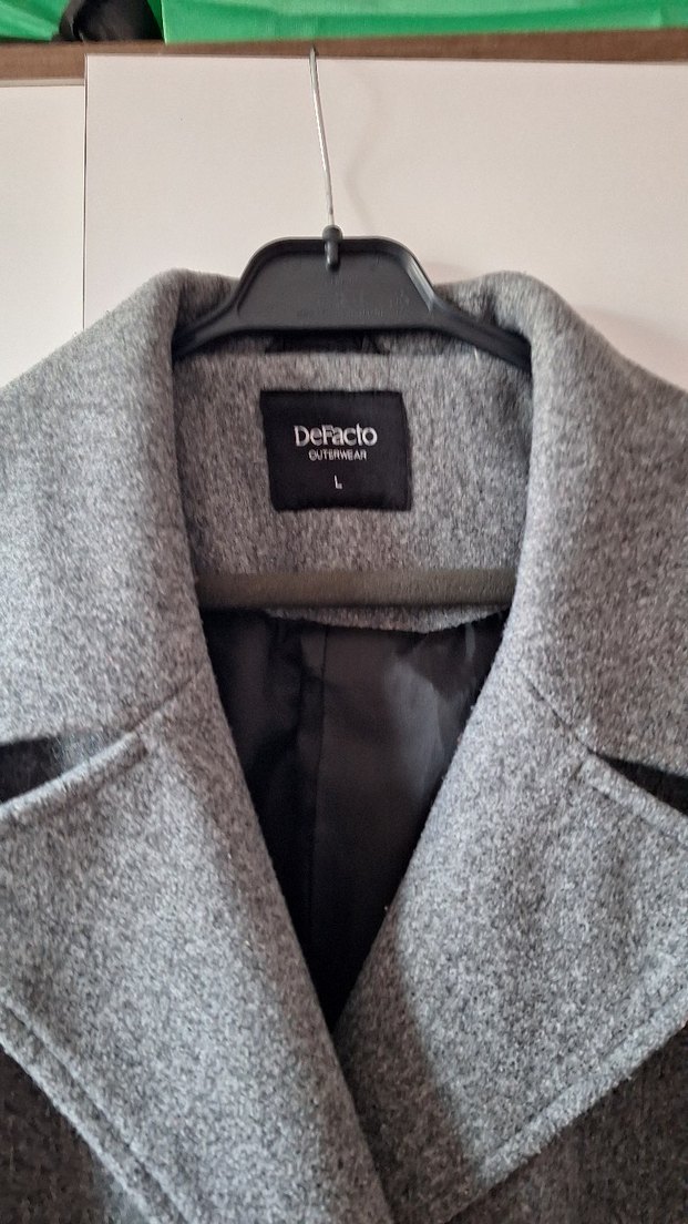 Gri Çift Düğmeli  Kaban - Görsel 2