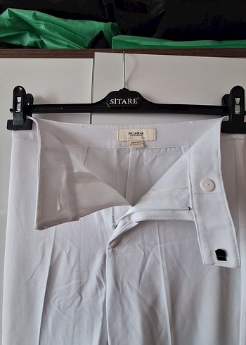 Beyaz Pilili Kadın Keten Pantolon - Görsel 3