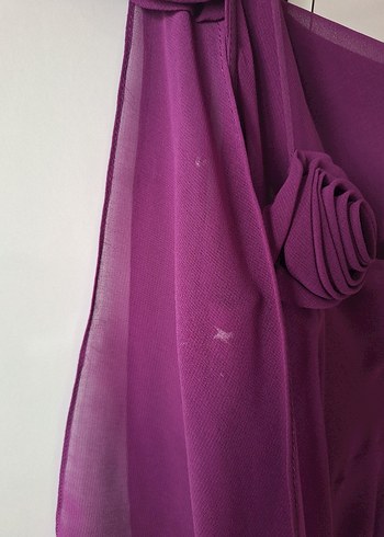 Mor Drapeli Uzun Abiye Elbise - Görsel 4