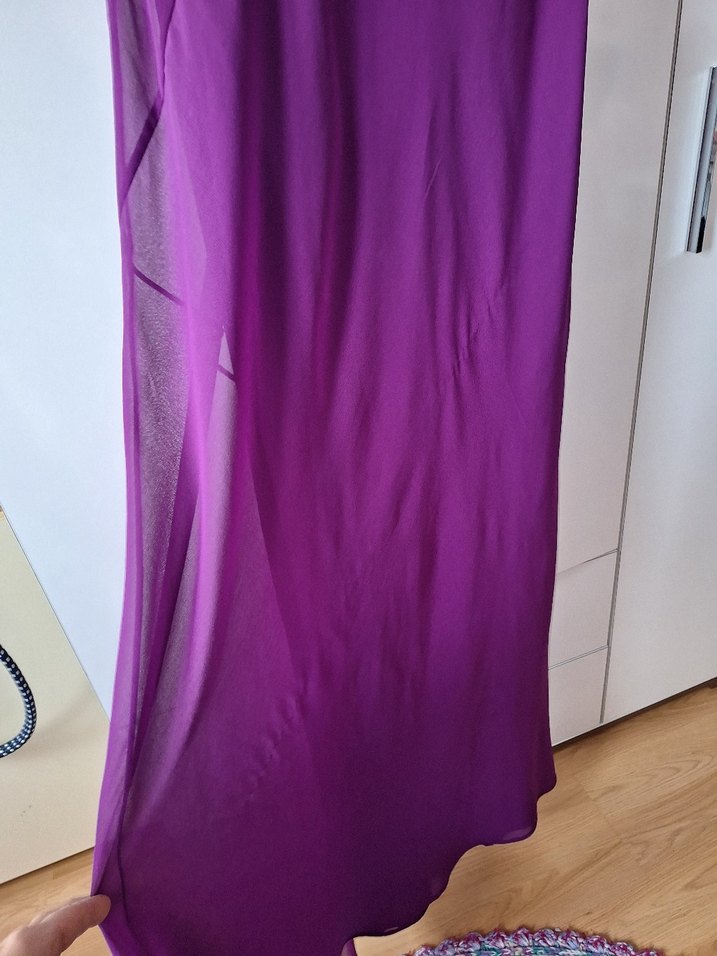 Mor Drapeli Uzun Abiye Elbise - Görsel 2