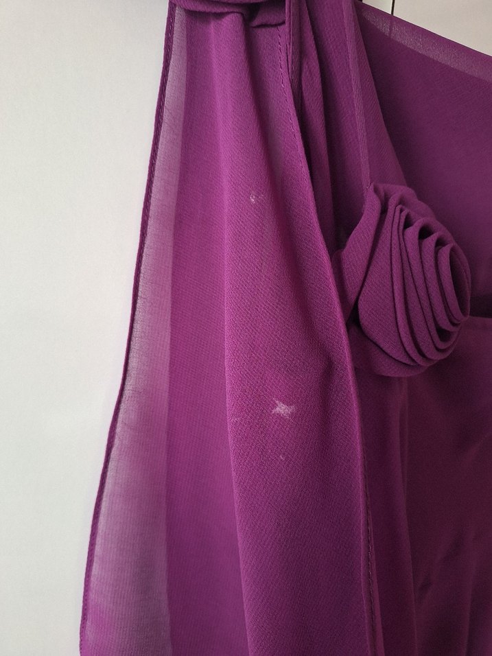 Mor Drapeli Uzun Abiye Elbise - Görsel 4