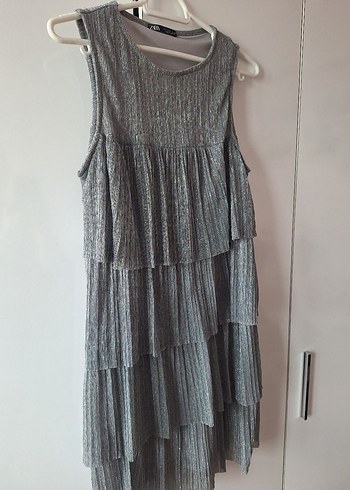 Gri Pilili Midi Bohem Elbise - Görsel 2