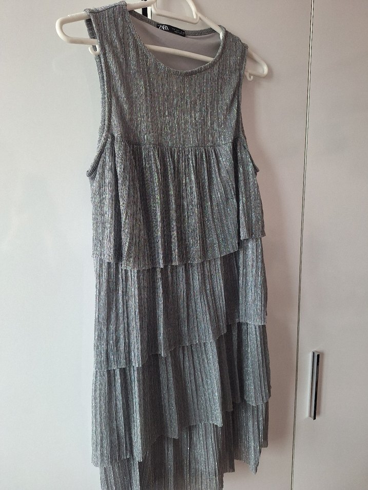 Gri Pilili Midi Bohem Elbise - Görsel 2