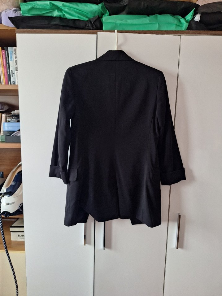 Düğmeli Siyah Kadın Blazer Ceket - Görsel 5