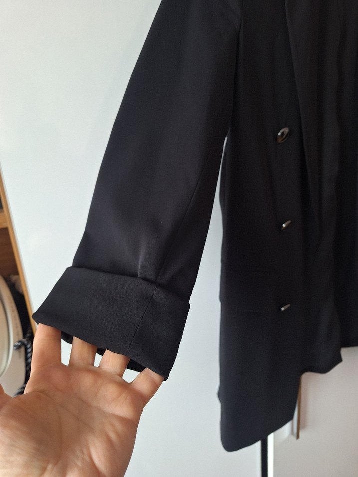 Düğmeli Siyah Kadın Blazer Ceket - Görsel 2