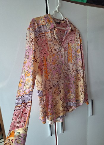 Bohem Çok Renkli Düğmeli Uzun Kollu Gömlek - Görsel 5