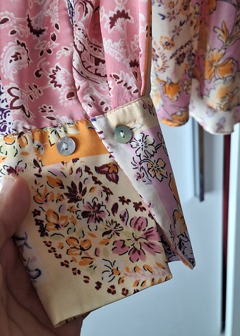 Bohem Çok Renkli Düğmeli Uzun Kollu Gömlek - Görsel 6