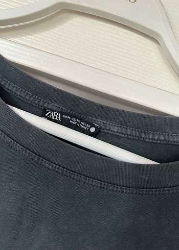 xl Beden gri Renk Zara Gri Kot Düğmeli Kısa Kollu Kadın Tişört