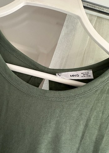 xxl Beden Mango Kadın Haki Kolsuz Basic Tişört