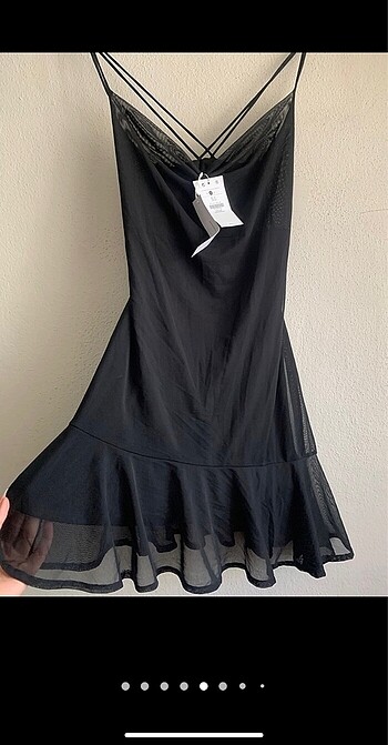 s Beden siyah Renk Bershka etiketli siyah drapeli elbise