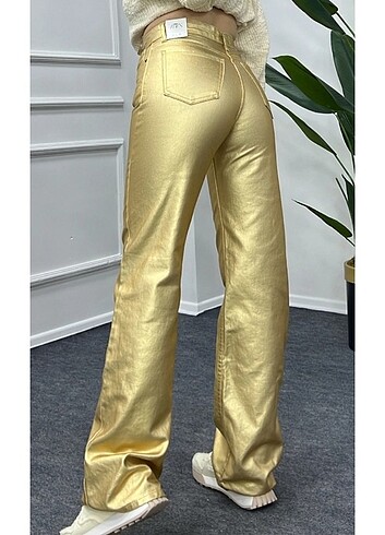 Zara Metalik gold pantolon zara 