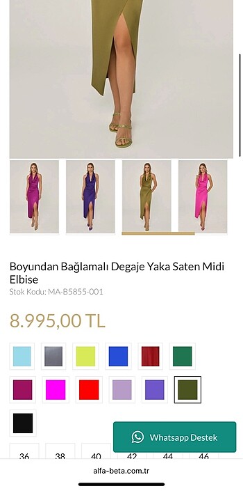 l Beden Boyundan Bağlamalı Saten Elbise