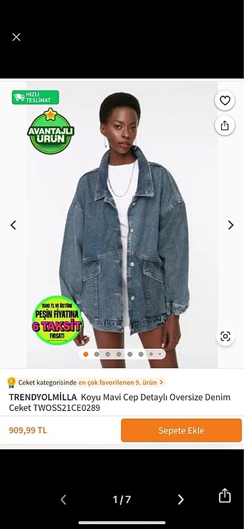 Trendyol kadın kot ceket s-m oversize