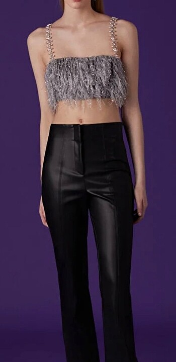 s Beden Taş askılı crop top