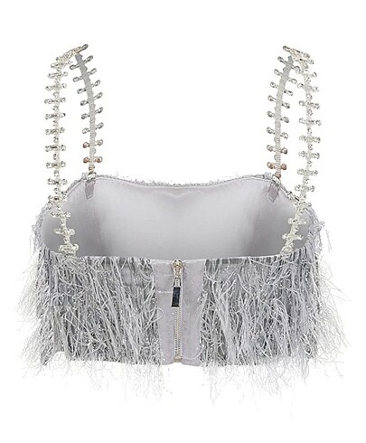 Taş askılı crop top - Görsel 5