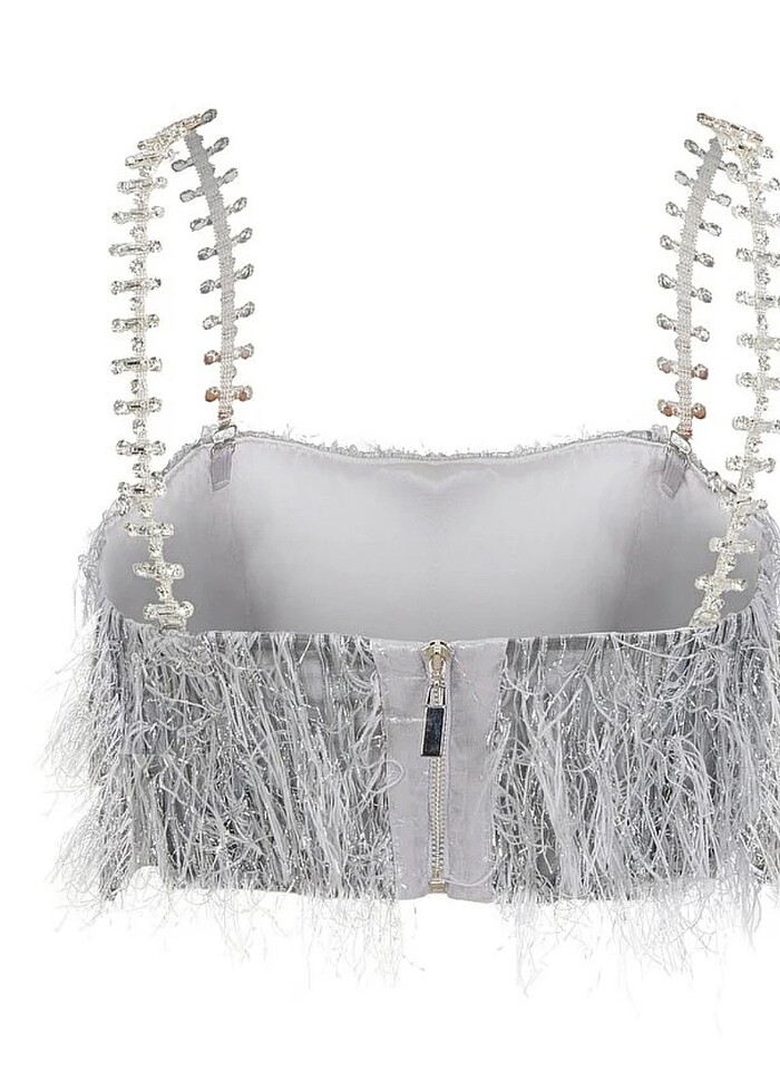 Taş askılı crop top - Görsel 5