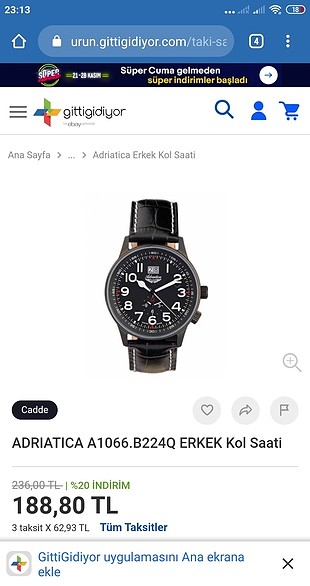 En Ucuz Adriatica A1243 5215q Erkek Kol Saati Fiyatlari