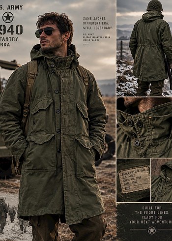 American Vintage 1940 Usa Askeri Parka Vintage