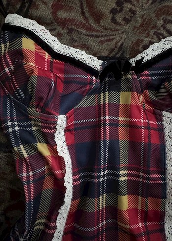 ekose vivienne tarzı gotik renkli büstiyer korse - Görsel 2