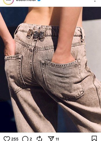 BSB Yuksek Bel Bej Denim Jean