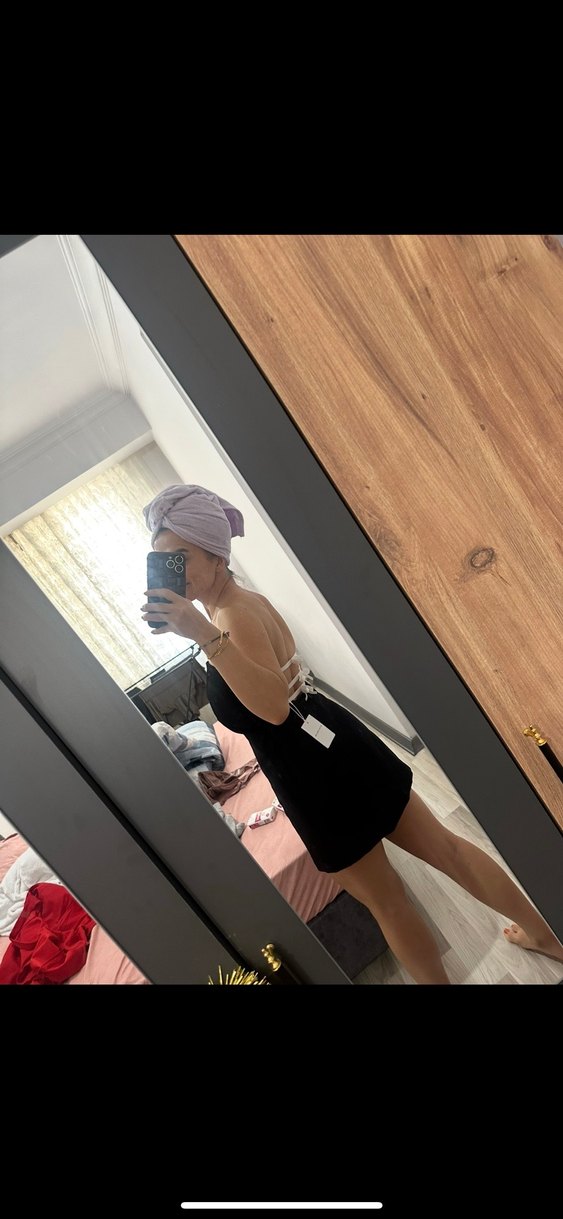 Siyah Straplez Mini Elbise - Görsel 2