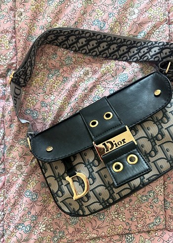 Dior Desenli Siyah Deri Kadın Çanta - Görsel 2