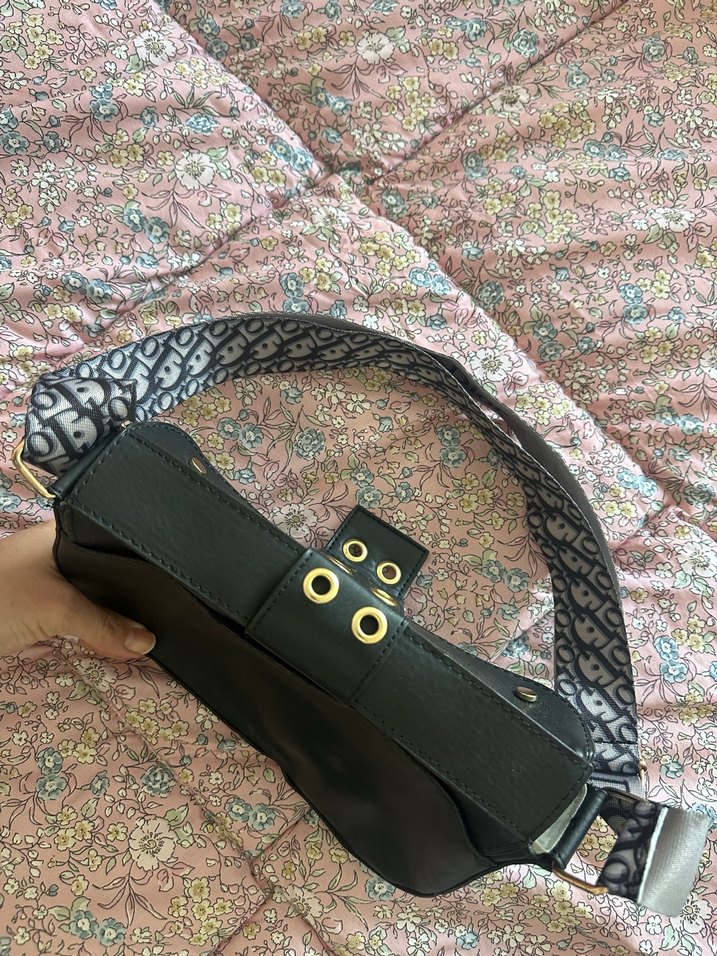 Dior Desenli Siyah Deri Kadın Çanta - Görsel 3