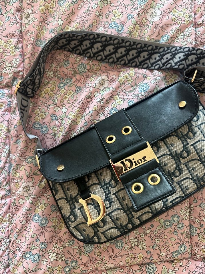 Dior Desenli Siyah Deri Kadın Çanta - Görsel 2