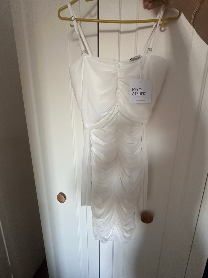 Beyaz Mini elbise - Görsel 3