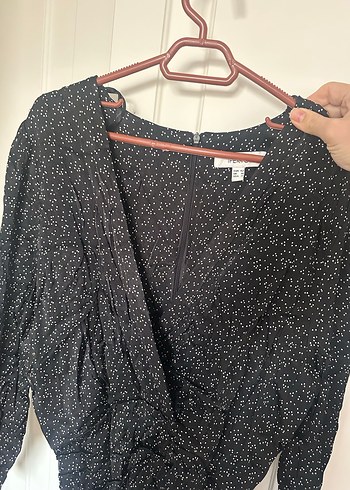 Siyah Desenli V Yakalı Elbise - Görsel 3